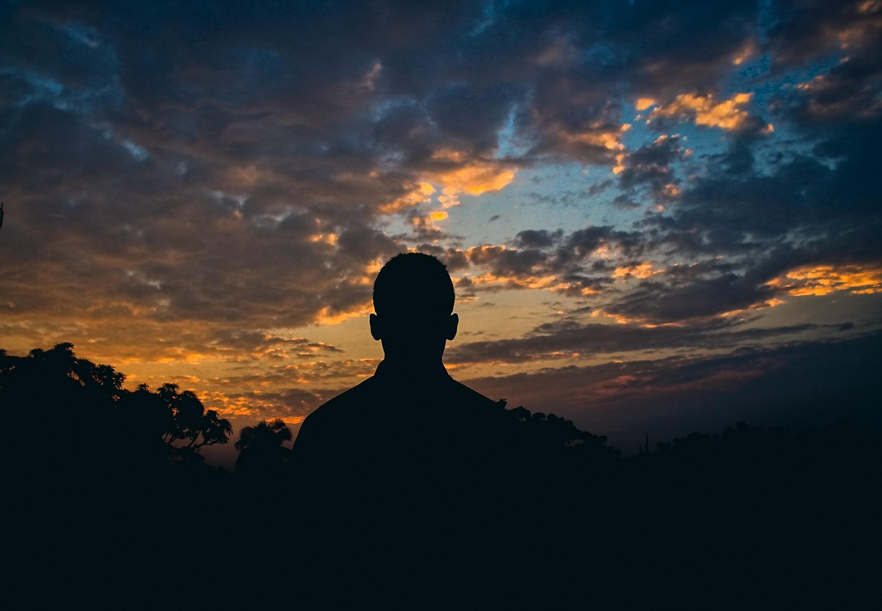 sky, cloud, man, nature, shadow, alone